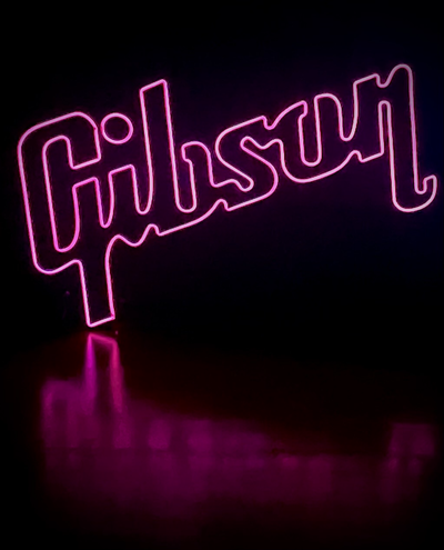 gibson logo inspirado neón firmar by pequeño joe arte señales logos ligero 3d print model - Mito3D