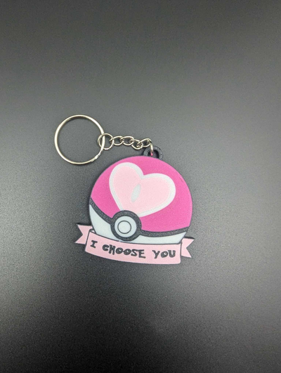 love ball i choose key chain by joeythatoneguy fashion models pokeball loveball keychain valentines day 3d print model - Mito3D