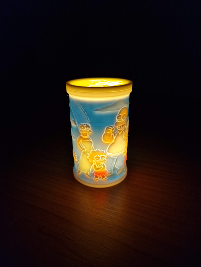 night lamp children simpsons motif - lithophane by jendapce generative 3d model hueforge & lithobox lithopane simpson light accessory bar art candle holder decoration led bart homer marge child 3d print model - Mito3D