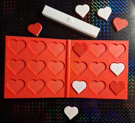 kalp tictactoe seyahat boyut by quiquecrimson oyuncaklar oyunlar yazı tahtası taşınabilir 3enraya tres raya gezi kompakt corazon san valentin aziz sevgili tik tac ayak parmağı 3d print model - Mito3D