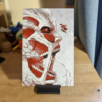 eren jaeger attacke titan on hutschmiede by simi generativ 3d modell lithophan kunst 2d farbton schmiede illustration aot yaeger shingeki no kyojin fan art manga titanen anime kolossal 3d print model - Mito3D