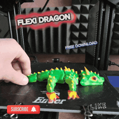 flexidragon by printito miniaturas criaturas flexi flexianimal doblar flexible continuar artedragón juguete niños forkidstoys 3d print model - Mito3D