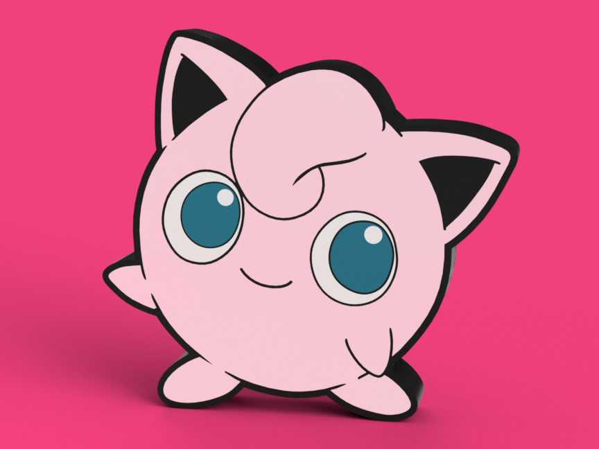 jigglypuff caixa luz by sitsero arte sinais logotipos pokémon criança anime desenho animado jogos conduziu luminária rosa canção cantar dormir cabeceira jiggly psíquico cutucar presente animação filme tv series parede ventilador nintendo videogame 3D print model - Mito3D