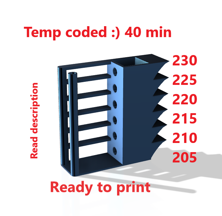 veloce temp torre pla 205 230 by tommi 3d stampante test modelli stampa temperatura 3D print model - Mito3D