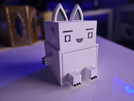 robo cat armazenamento by kardes design casa escritório gato robô gaveta caixa organizador fofa feliz robocat 3d print model - Mito3D