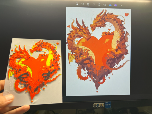 two dragons embrace hueforge by r generative 3d model & lithophane dragon 3d print model - Mito3D