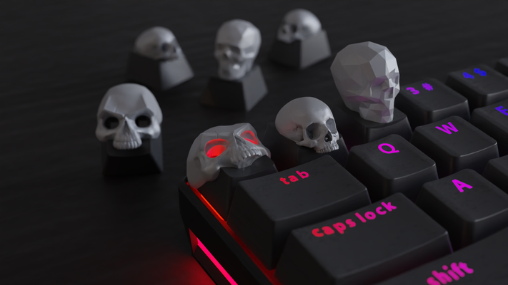 skull keycaps remixed by braga3dprint household office 3d print model - Mito3D