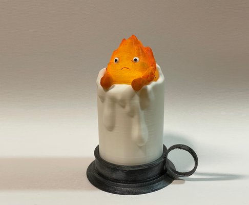 calcifer candela tealight by balzo98 domestico arredamento ululato ulula in movimento castello ghibli studio studio ghibli miyazaki fiamma lampada decorazione 3d print model - Mito3D