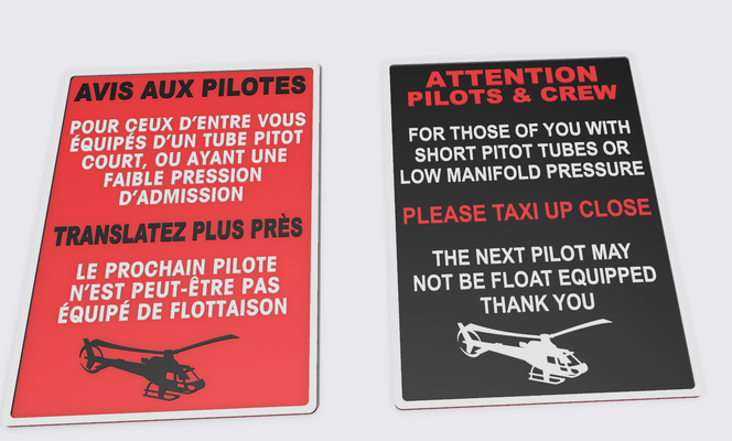 attention pilots crew - plate by cutmaster art signs & logos sign humour humor fun funny helicopter 3d print model - Mito3D