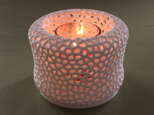 voronoi led tealight shade by boulder high school household decor candle holder sculpture vase math art tower 3d print model - Mito3D