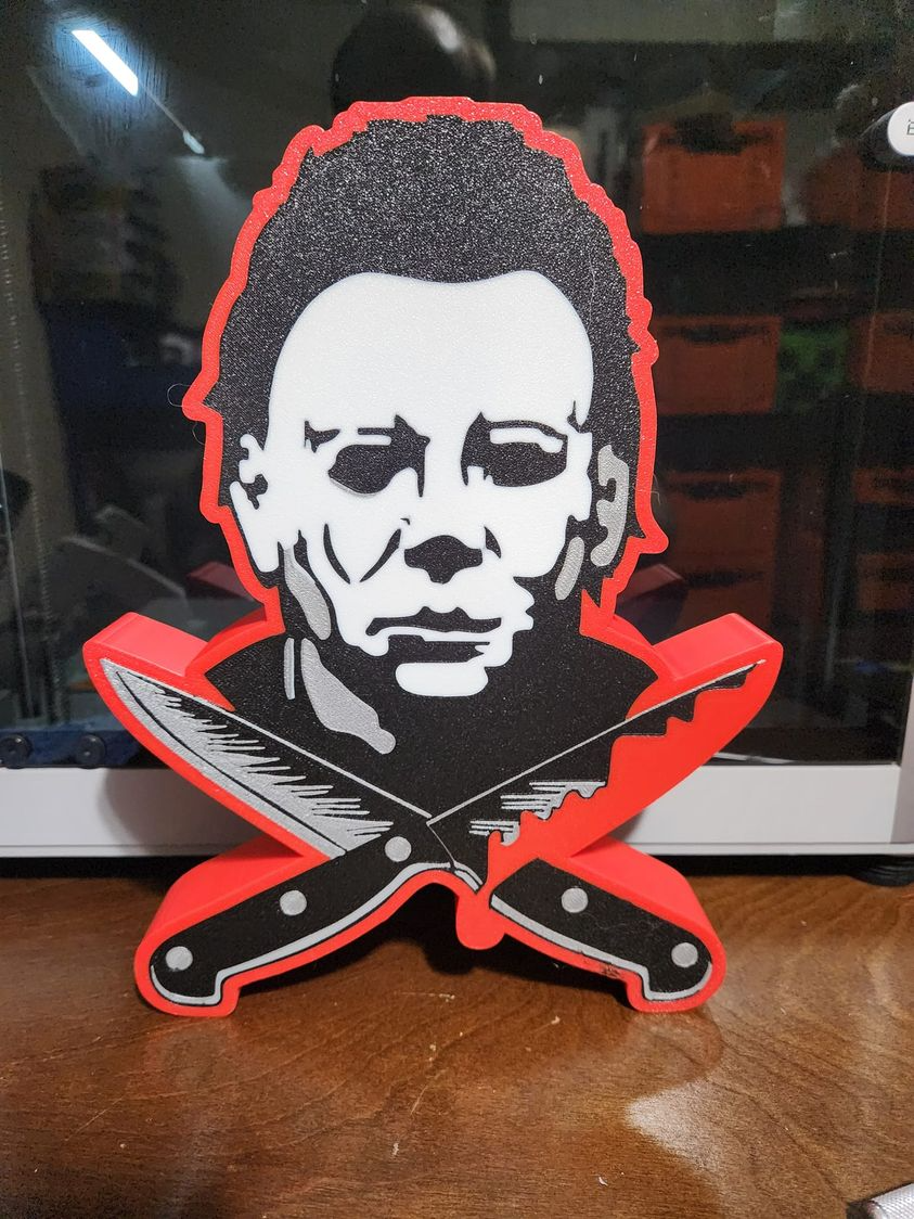 micheal myers licht box by bromigo77 kunst zeichen logos grusel tv film spiel led leuchtkasten 3D print model - Mito3D