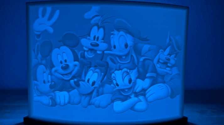 disney scène fil multicolore lithophane lampe magnétique couvercle by mike pasquariello ménage décor led lumière art accessoire disneyland monde disney walt waltdisneyworld 3d print model - Mito3D