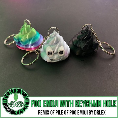 pile of poo emoji keyring hole remixed by bucklenshackle fashion models keychain keychains poop 3d print model - Mito3D