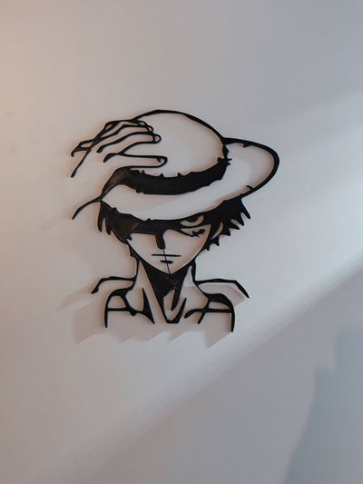 mono d luffy by tío sam arte 2d engranaje 4 pieza trozo logo 3d modelo ruffy pared 2024 arte fan 3d print model - Mito3D