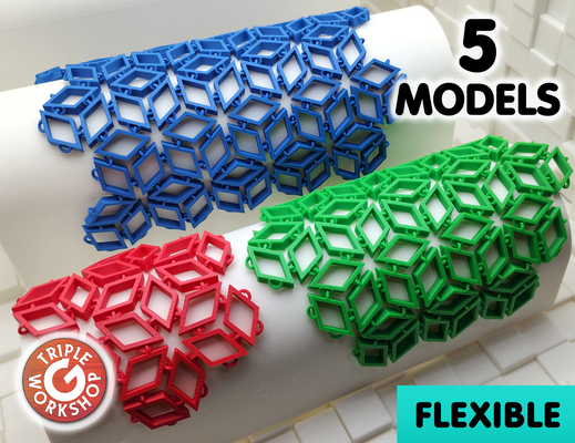 souple diamant engrener 5 modèles remixé by atelier triple 3d imprimante tester jouet hexagone mini tissu agiter amusement printinplace bande facile hexadécimal imbriqué forme bracelet fléchir nasa taille feuille support pépin net pnp wesh 3d print model - Mito3D