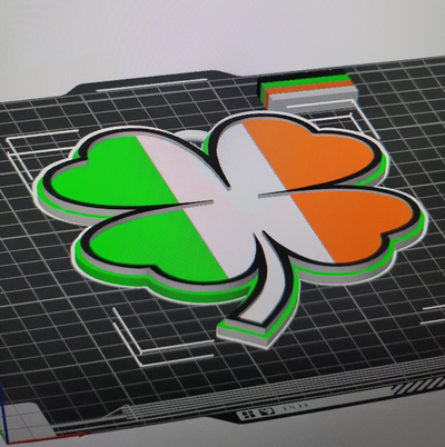 st patricio irlandesa bandera 4 hoja trébol 3d logo 180mm serie whippet solicitud by tiendas comestibles casa festividades santo patrick's día patricks cadena 3d print model - Mito3D