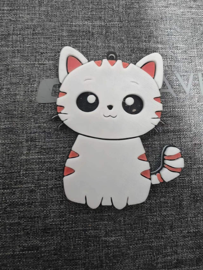 cat key chain by orz household decor door lock cute toy card pendant 3d print model - Mito3D