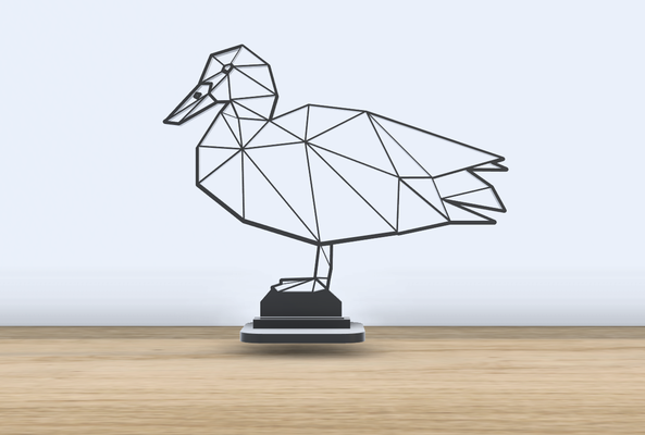 geometrisch poly ente v1 stand by jf 699 kunst 2d figur jagd 2024 tier dekor zubehör büro zubehörteil schreibtisch quacksalber 3d print model - Mito3D