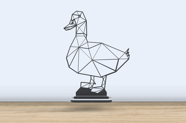 géométrique poly canard v2 supporter by jf 699 art 2d figurine chasse charlatan 2024 décor animal oiseau bureau accessoires accessoire bureau 3d print model - Mito3D