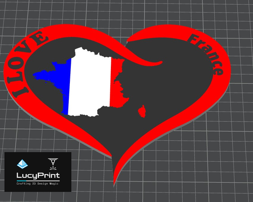 liebe frankreich zeichen by lucyprint kunst 2d schild schield 3d drucken 3d print model - Mito3D