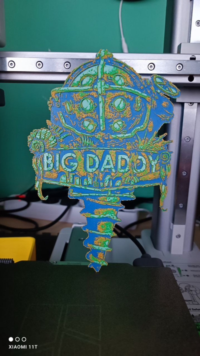 hueforge big daddy bioshock by ko additive labo generative 3d model & lithophane robot art design multicolor 3d print model - Mito3D