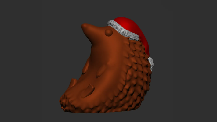 cute xmas hedgehog by makerviking household festivities christmas christmasdecor christmasdecoration cuteanimal 3d print model - Mito3D