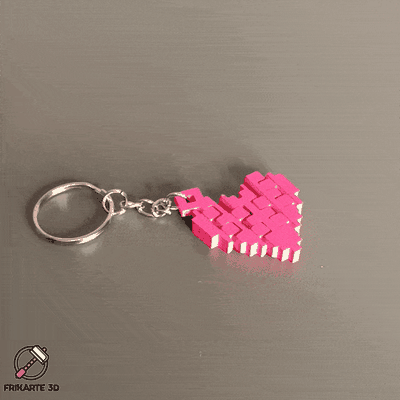 articulated pixel heart keychain by frikarte3d fashion models retro zelda holder art 3d print model - Mito3D