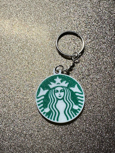 starbucks logo porte clés by luciano brek outils gadgets vert blanc 3d print model - Mito3D