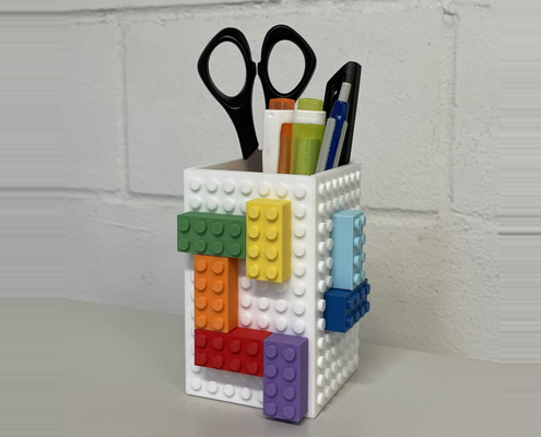 l3go penholder print-in-place by hollowmaker household office brick print in place pen holder gift blocks legos 3d print model - Mito3D