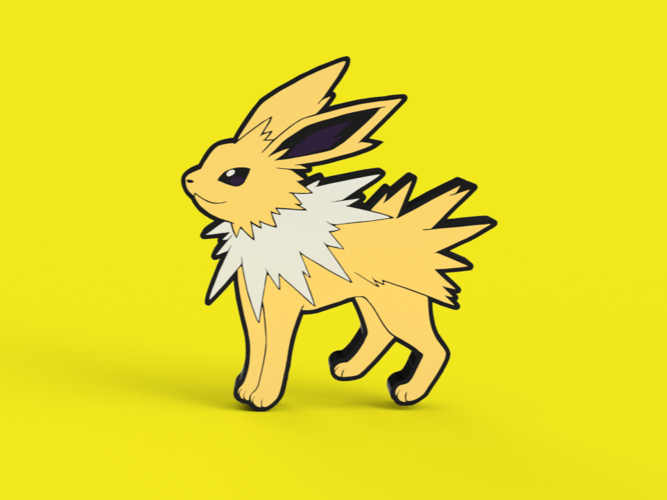 jolteon lightbox by sitsero art signs & logos 3d file lamp led pokemon eevee vaporeon umbreon flareon glaceon espeon leafeon ams kid room bedside multicolor anime animation movie cartoon electric type poke gift child evo evolution eeveelution quick fast yellow jp japan nintendo game videogame fan wall mountable desk desktop tv series light strip 3D print model - Mito3D