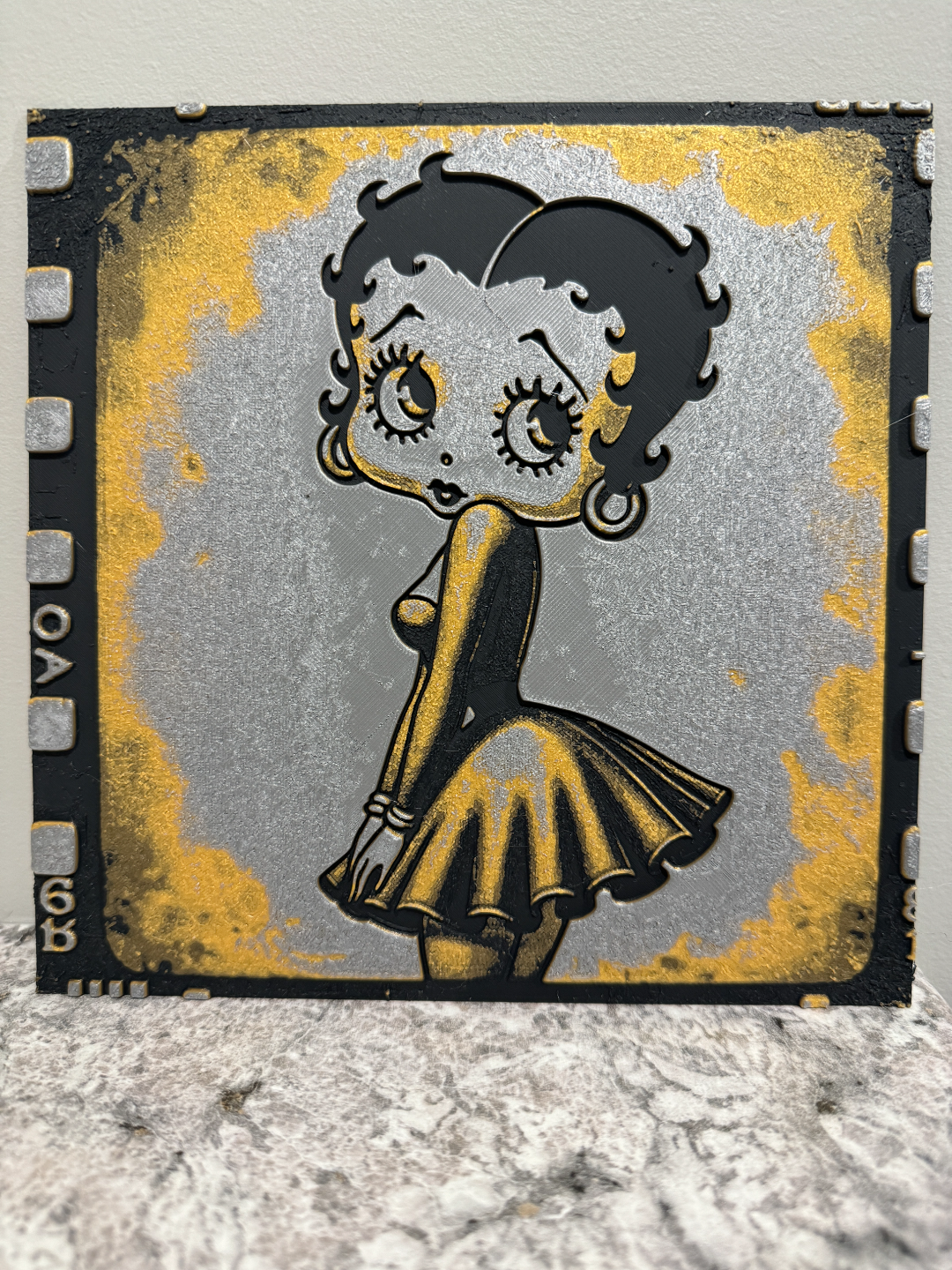 betty boop - film strip hueforge by canadian gamer generative 3d model & lithophane 1950s pinup 3D print model - Mito3D