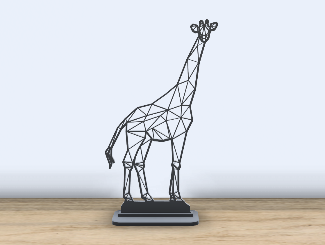 geometrisch poly giraffe stand by jf 699 kunst 2d hals safari säugetier tier afrika 2024 polygon büro zubehör zubehörteil schreibtisch dekor amüsement 3D print model - Mito3D