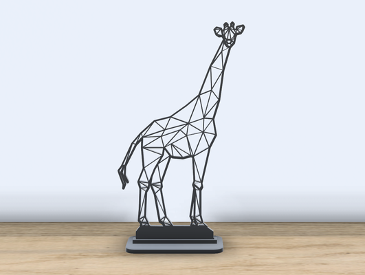 géométrique poly girafe supporter by jf 699 art 2d longue cou safari mammifère animal afrique 2024 polygone bureau accessoires accessoire bureau décor amusement 3d print model - Mito3D