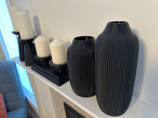 verticale décor collection by swelite ménage vase vases nervuré fleur bougie bougies bougeoir titulaire soutien élégant simplifié populaire 3d print model - Mito3D