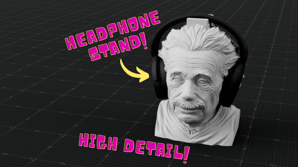 albert einstein cuffia in piedi supporto gratuito remixato by ntalekt domestico arredamento cuffie curshonesholder headphonesstand 3D print model - Mito3D