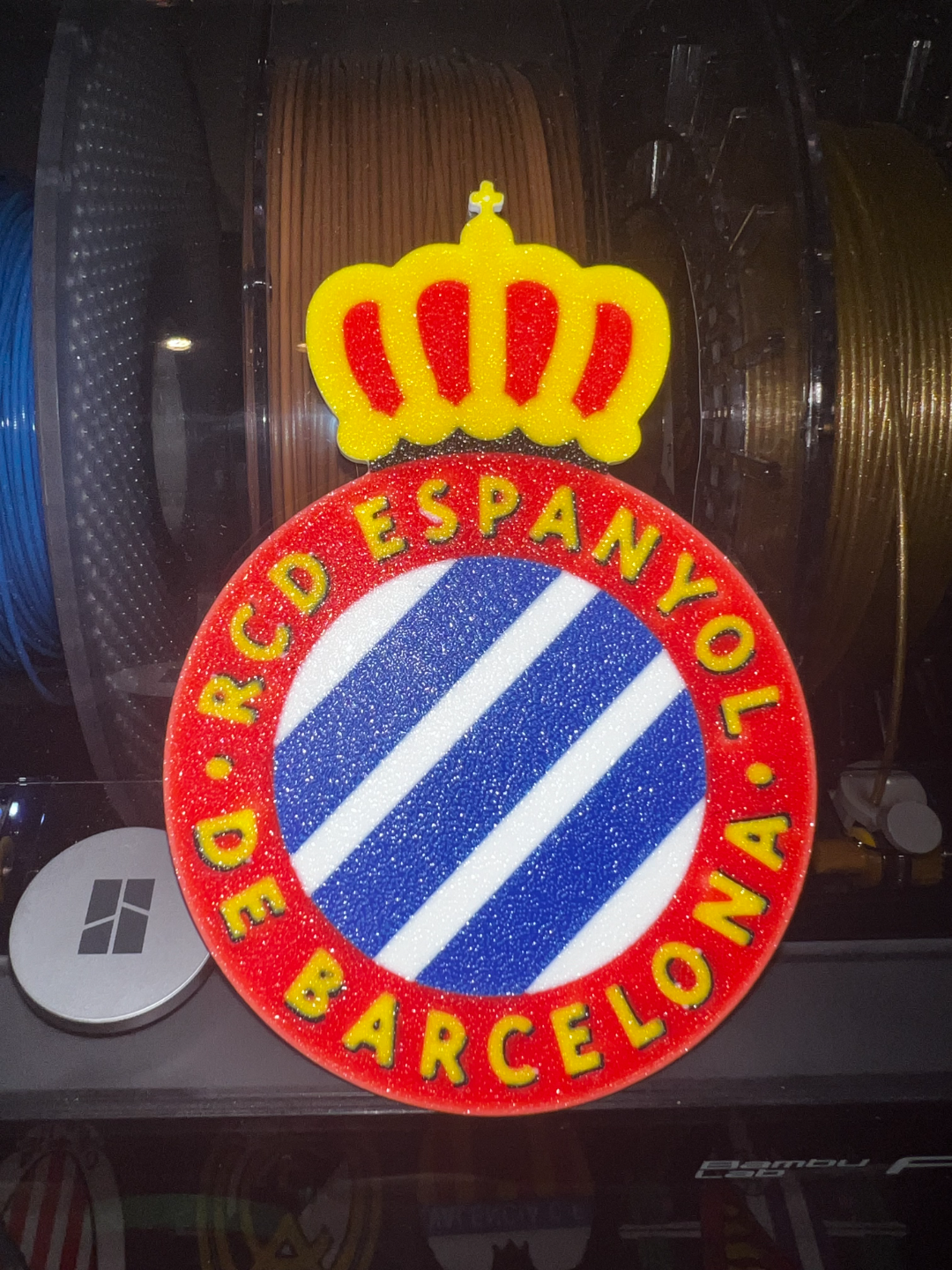 rcd spagnolo escudo calcio scudo by serpente arte modelli vero club deportivo barcellona futbol liga laliga 3D print model - Mito3D