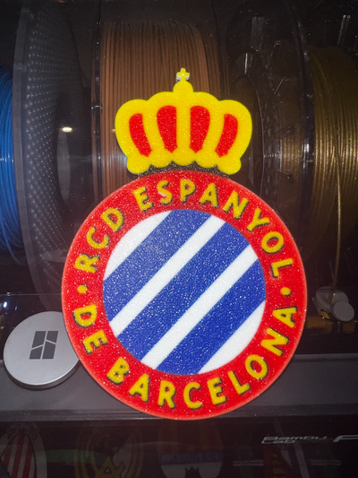 rcd espanyol escudo - football shield by culebra art models real club deportivo barcelona futbol soccer liga laliga 3d print model - Mito3D