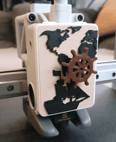 a1 mini hotend viso piatto copertina guaina nave viaggio by mia vita 3d stampante accessori a1mini accessorio accessori frontalino stampa testa testina stampa caldo mondo carta geografica ruota shipwheel vagare vela barca 3d print model - Mito3D