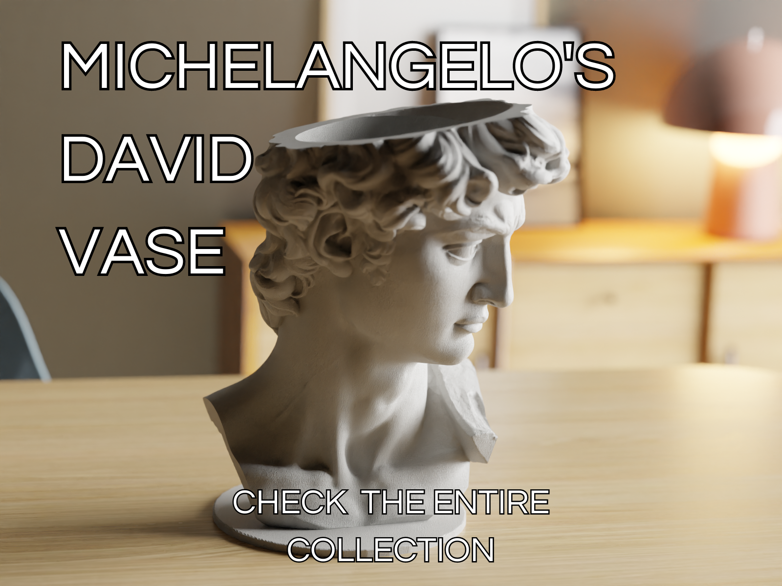 david by michelangelo vaso artesanato colecionável casa decoração escultura modelo arte clássico projeto panela organizador flor recipiente mínimo 3D print model - Mito3D