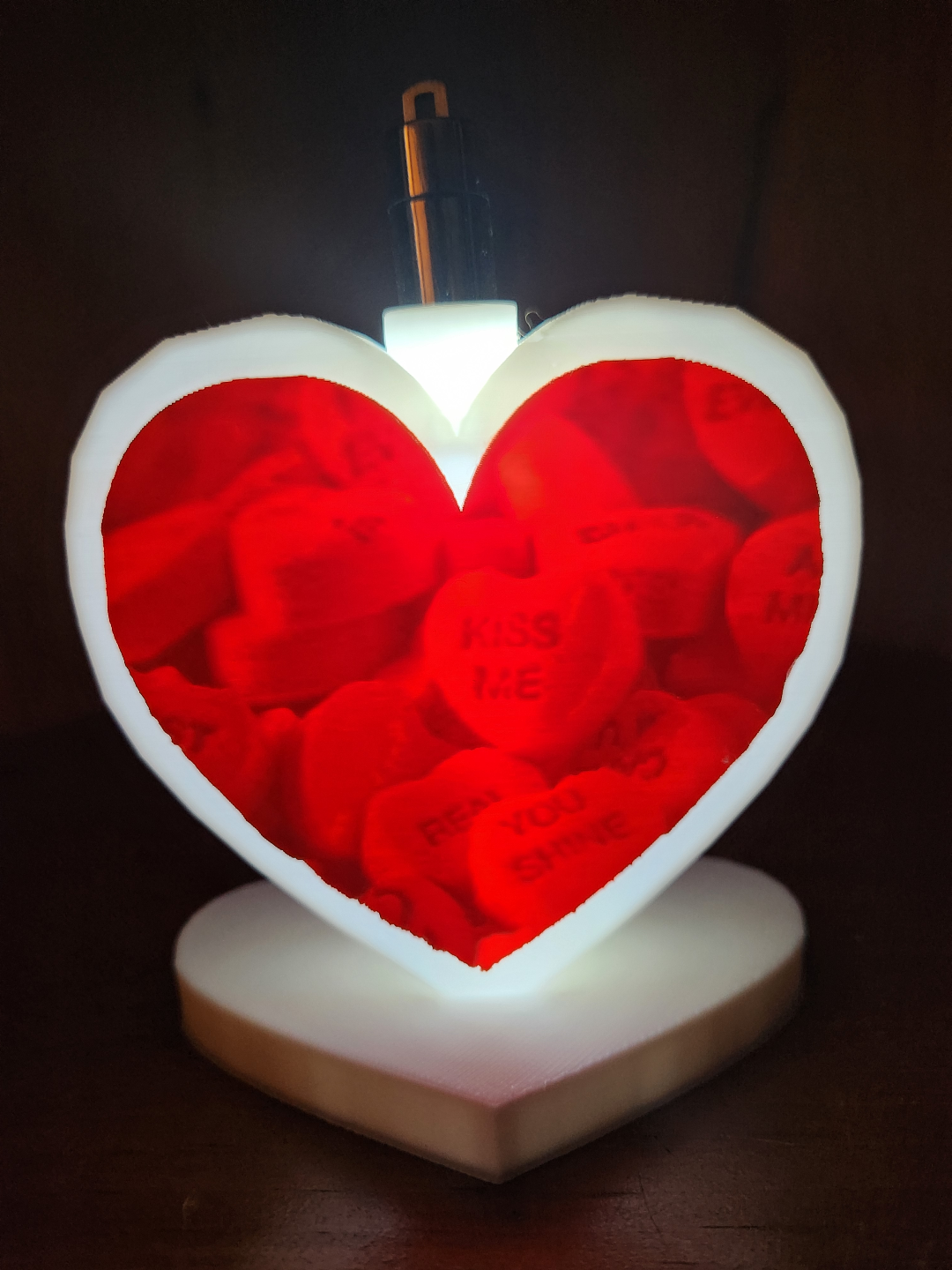 white or red valentine lighted heart litophane by chow 3d printer test models lithophane 3D print model - Mito3D