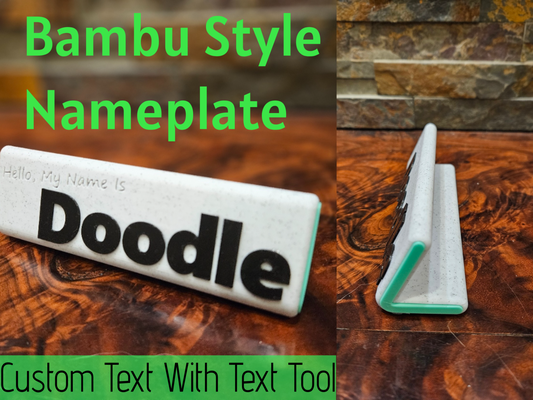 bambu styled plaque signalétique by impression griffonnages ménage bureau bureau étiquette nom multicolore stylisé vert 3d print model - Mito3D