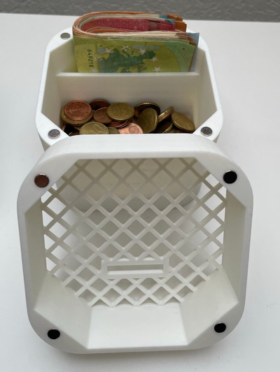spardose cofrinho by dennis querido arte moeda distintivos 3d print model - Mito3D