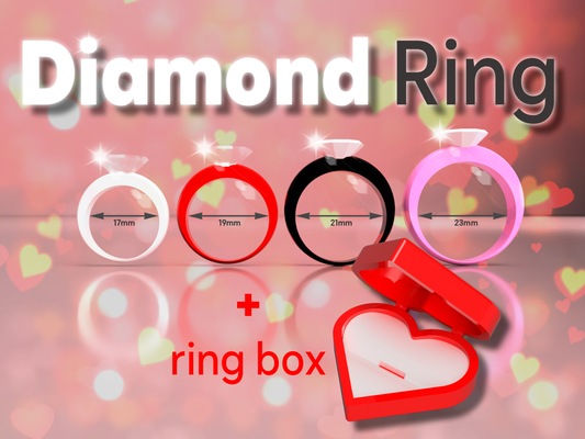 ring diamant + box by 3dacores mode schmuck ringschachtel valentin liebe valentinstag geschenk geschenkbox romantisch überraschung herz 3d print model - Mito3D