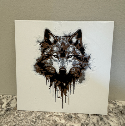 wolf head - hueforge coaster by canadian gamer generative 3d model & lithophane 3d print model - Mito3D