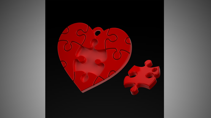 heart pendants of lovers by peter 3d print fashion jewelry valentines valentiens day valentine love romantic boy girl kiss surprise jewel puzzle modern art valentien 3d print model - Mito3D