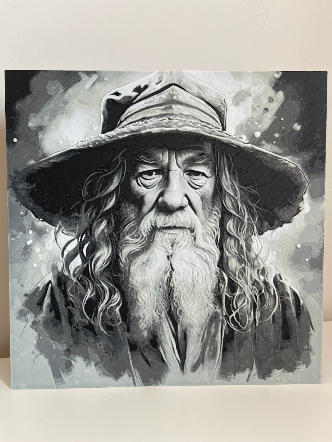 gandalf portrait forge chapeaux by squish3d génératif 3d modèle lithophane lotr 2d art seigneur of anneaux 3D print model - Mito3D