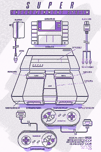 snes especificaciones forja sombreros by axis creaciones arte 2d nintendo 3d print model - Mito3D