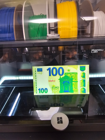 forge chapeaux 100 euro billet banque geschenk échantillon by printfarm24 art 2d 3d 3d print model - Mito3D