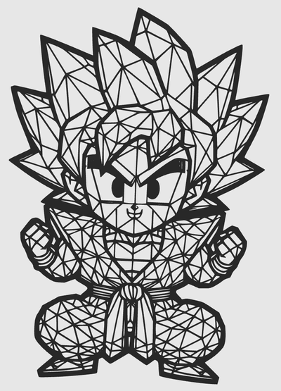 son goku dragon ball lineart mauer by soulknight1989 kunst 2d drachen 3d print model - Mito3D