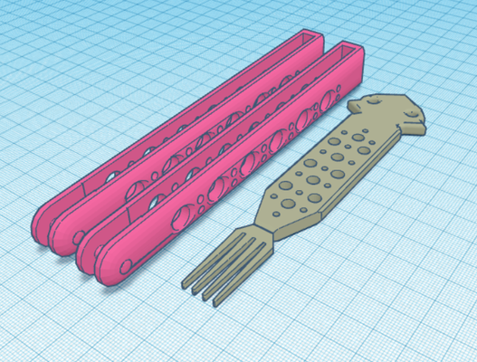 papillon couteau fourchette by utilisateur 291701399 jouets jeux balisong 3d print model - Mito3D